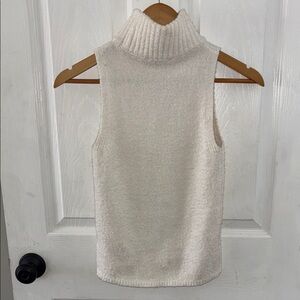 Express Ivory Sleeveless Turtleneck Sweater